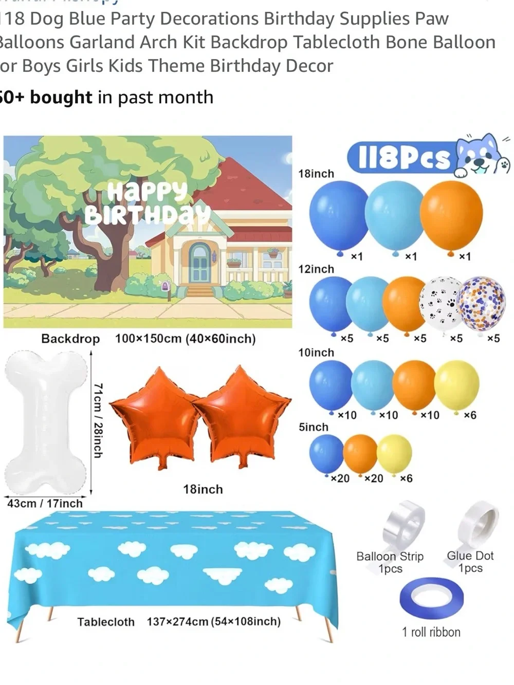 Blue and Orange Bluey Party Balloon Kit - Unbranded